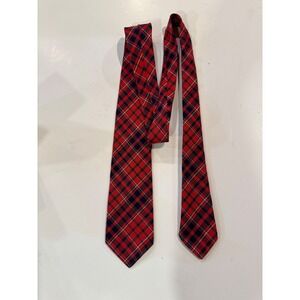 Wembley Priestlys Nor East Non Crush Cameron Plaid Wool Tie Red Navy